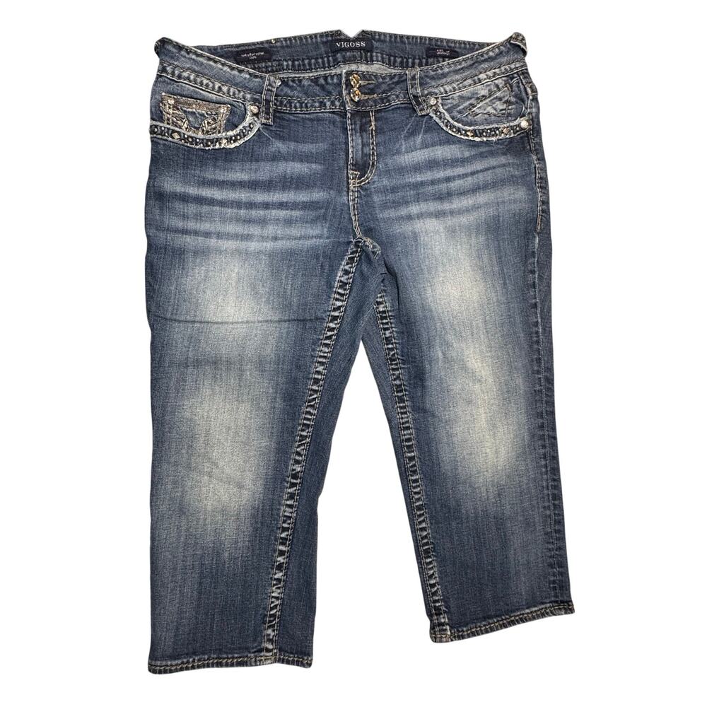 Vigoss The New York Capri Jeans Women’s Size 18 Rhinestone - Picture 2 of 11